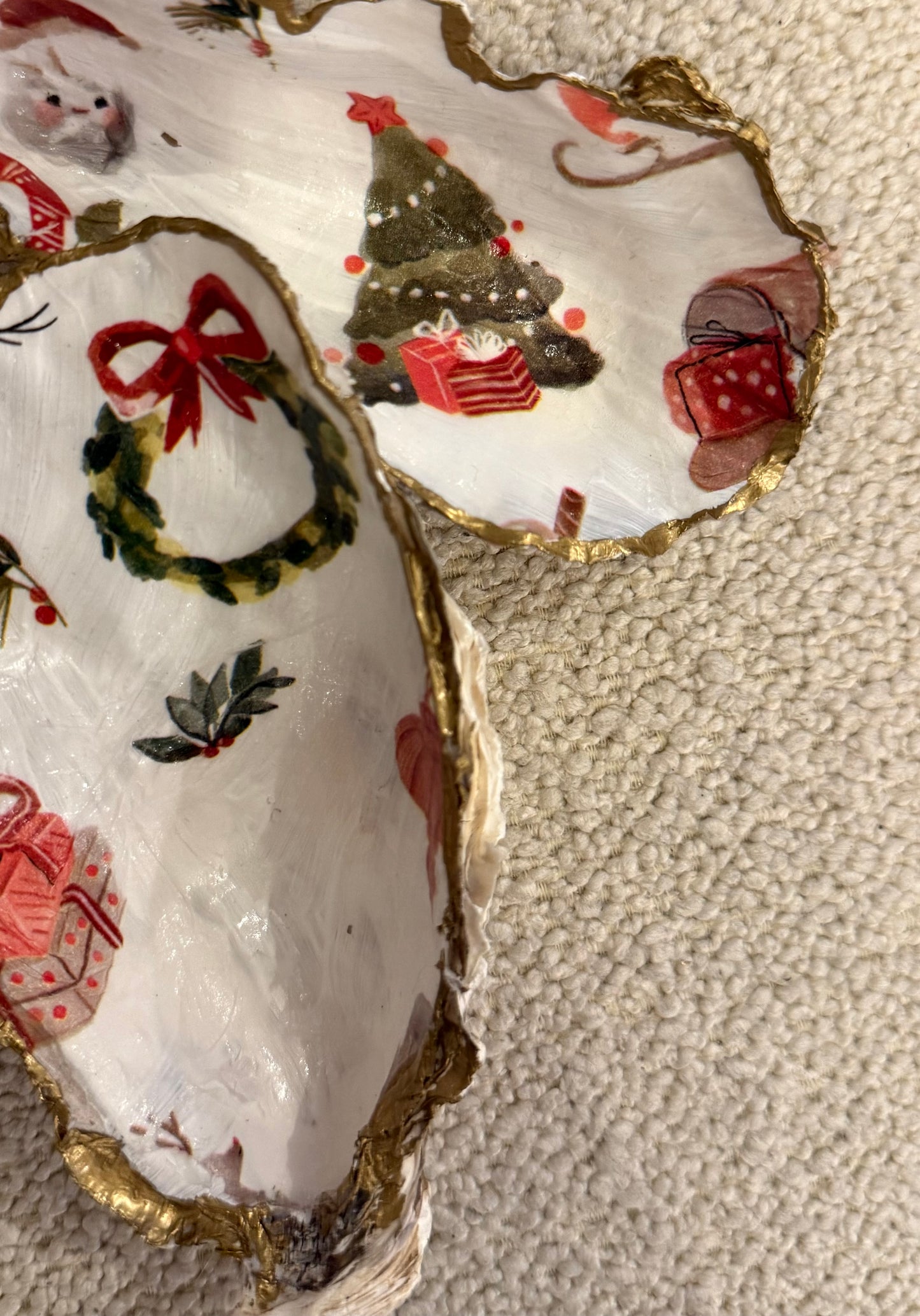 Christmas decoupage Sea & Oyster shells, trinket dishes & decorations @ The Walled Garden Friday 19th December 10-1pm