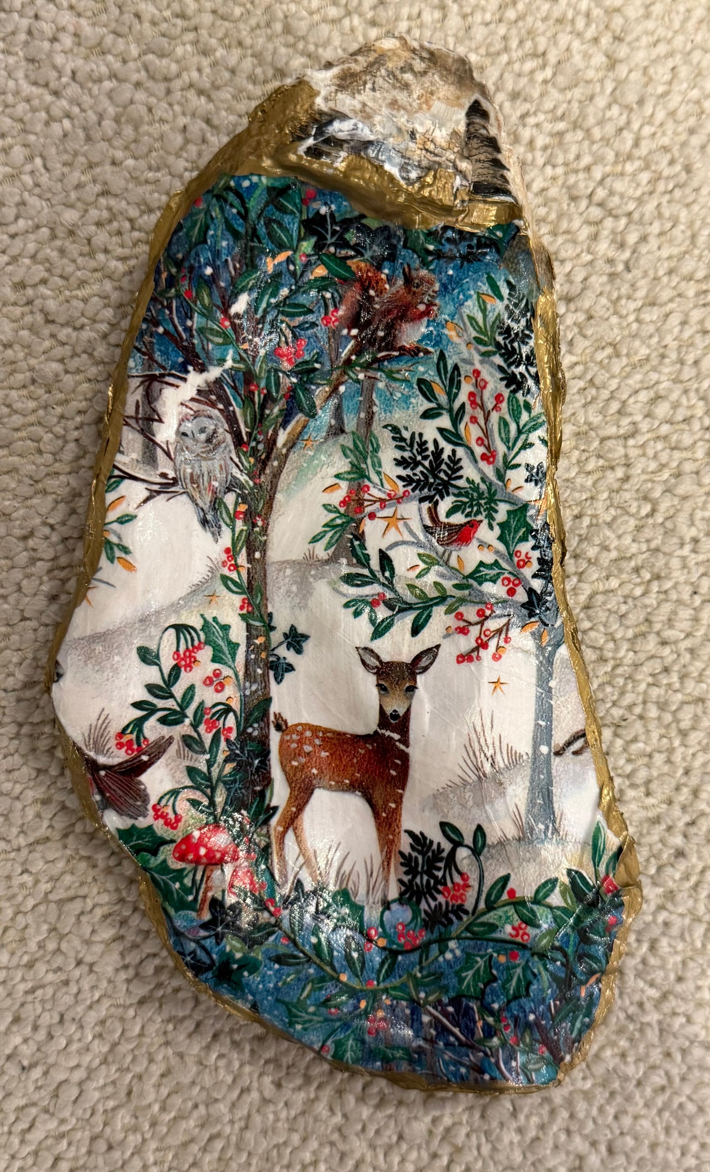 Christmas decoupage Sea & Oyster shells, trinket dishes & decorations @ The Walled Garden Friday 19th December 10-1pm